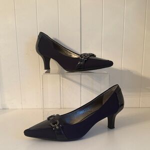 Joan and David Navy Low Heel Shoes